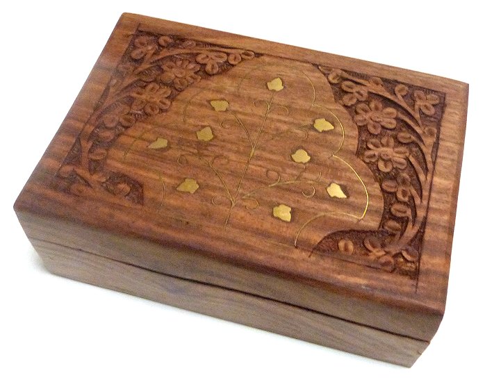 Boîte à bijoux artisanale rectangulaire en bois de thuya