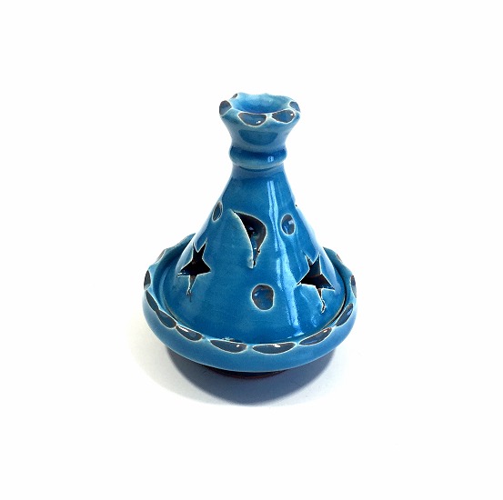 Boite de Rangement artisanale de forme octogonale en cuir avec des jolies  motifs argentés - Couleur vert bleu - Objet de décoration ou oeuvre  artisanale sur