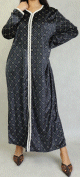 Robe arabe longue en velours a motif avec broderie blanche pour femme - Couleur Noir