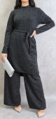 Ensemble tunique et pantalon chine de couleur gris fonce