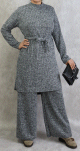 Ensemble tunique et pantalon chine de couleur gris