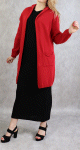 Gilet Star femme mi-long a capuche de marque Amelis Paris- Couleur rouge