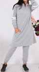 Survetement femme 2 pieces de couleur gris clair chine (Tenue decontractee et pour le sport - Grande taille disponible)