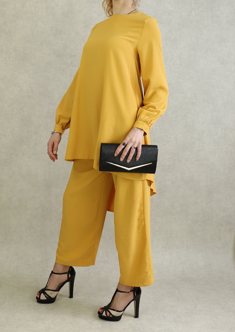 Ensemble casual deux pièces (tunique et pantalon) pour femme - Couleur  Jaune moutarde - Prêt à porter et accessoires sur