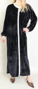 Robe arabe longue en velours avec broderie pour femme - Couleur Noir