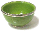 Bol moyen en poterie marocain de couleur verte emaille et cercle de metal argente