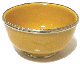 Grand bol en poterie marocain de couleur jaune emaille et cercle de metal argente